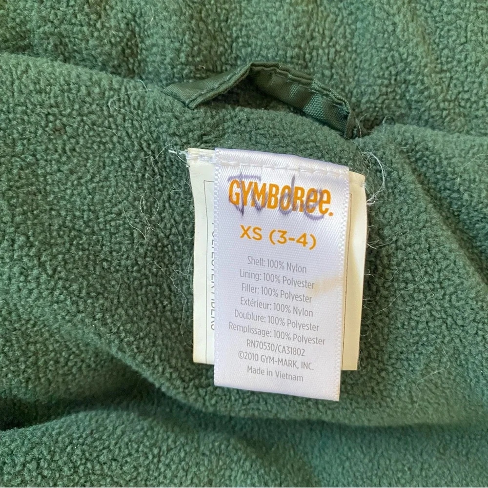 Gymboree Outdoor Winter Vest Snap Front Fleece Lined Puffer Kids XS 3-4 Green